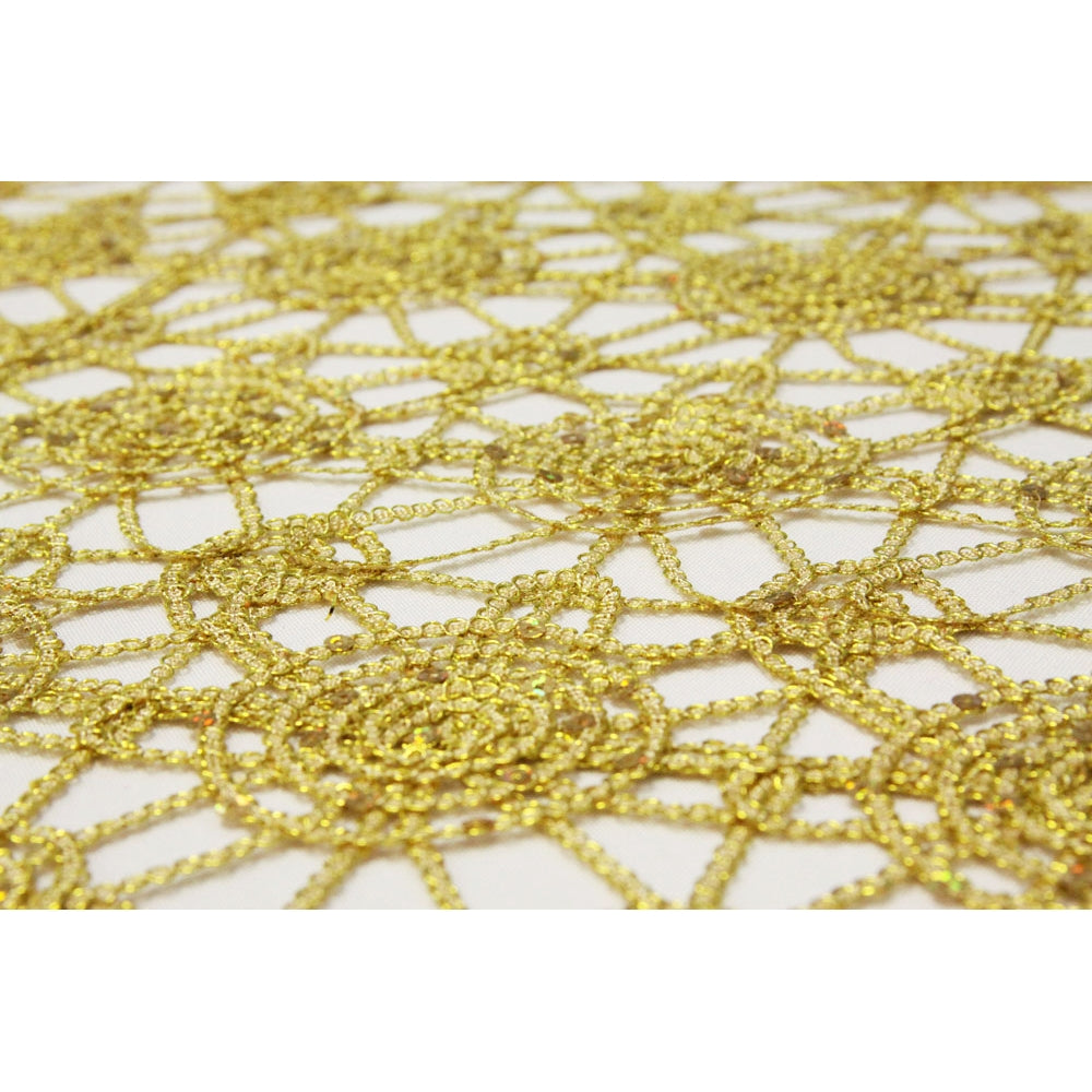 CV Linens 10 Yards Chemical Chain Lace Fabric Bolt - Gold